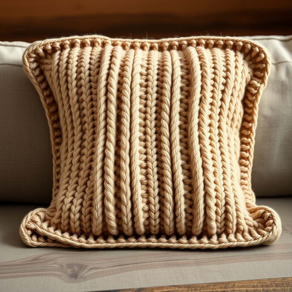 Driftwood Dune Textured Throw Pillow Free Knitting Pattern