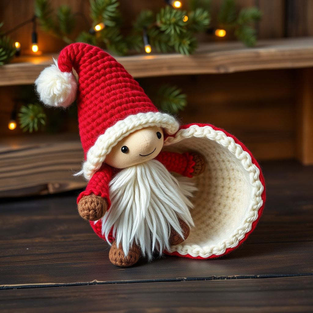 Whimsical Woodland Santa Gnome Free Pattern – Crocheted Festive Forest Figure