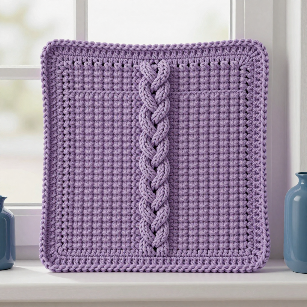 Lilac Braided Cable Crochet Swatch Free Pattern