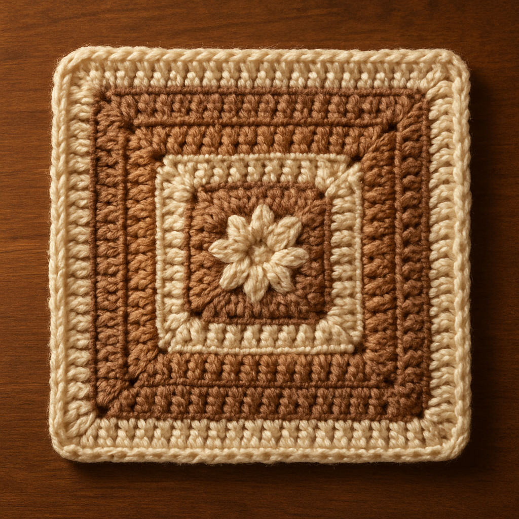Crochet Textured Geometric Sunburst Square Free Pattern