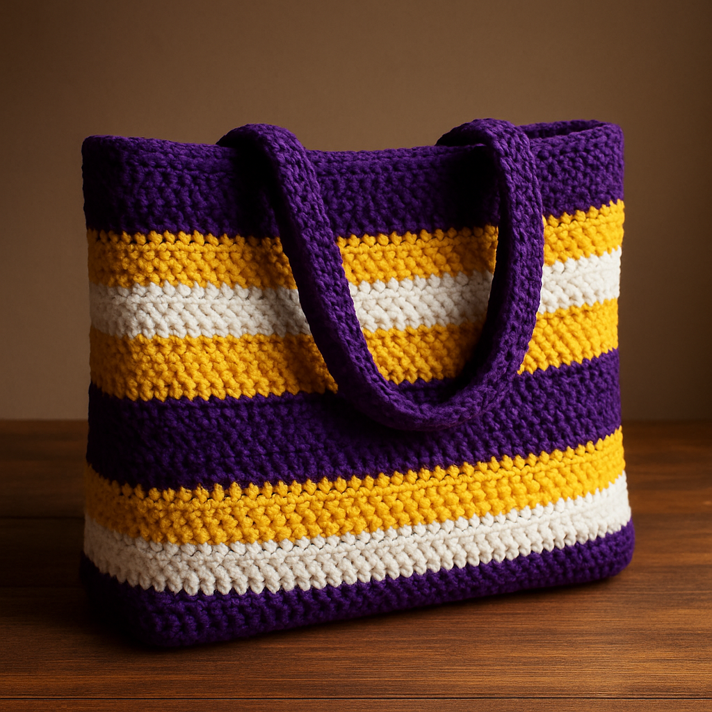 Crochet Vibrant Tri-Color Block Tote Bag Free Pattern