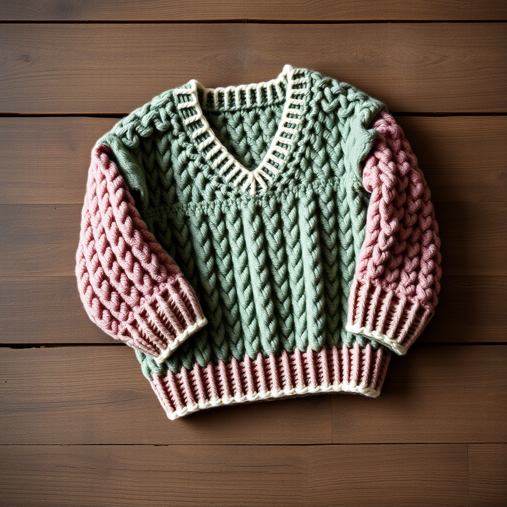 Meadow Breeze V-Neck Crochet Sweater for Kids – Free Pattern