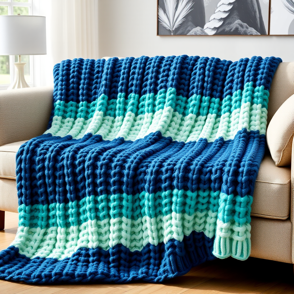 The Ocean Wave Chunky Blanket Free Pattern