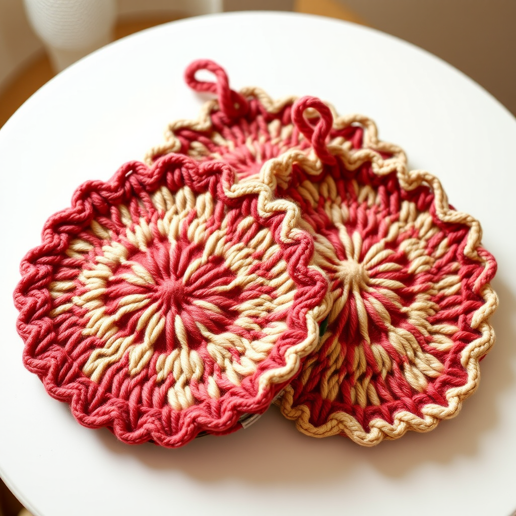 Vibrant Sunburst Crochet Potholders