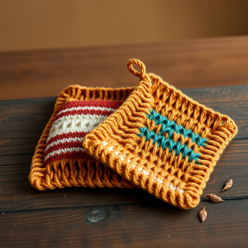 Heritage Harvest Potholder Duo Free Knitting Pattern
