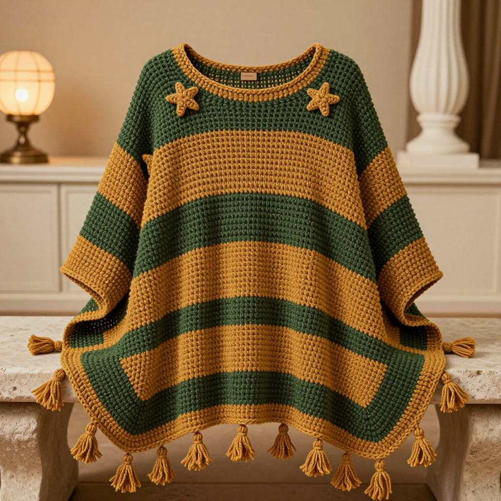 Night Orchard Tassel Cape: Free Corner-to-Corner Crochet Pattern