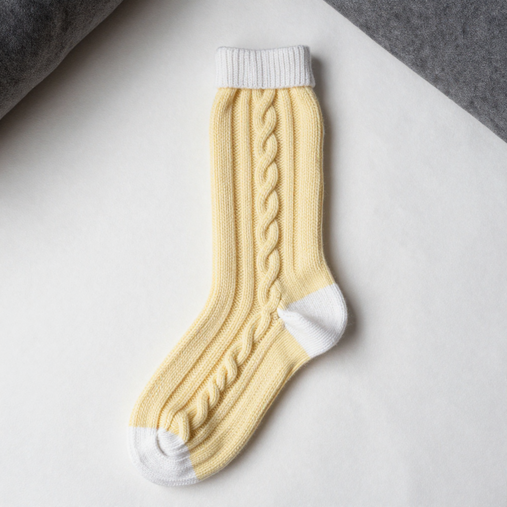 Bumble Crown Toe-Up Knit Sock Free Pattern: Honeycomb Cables & Folded Cuff