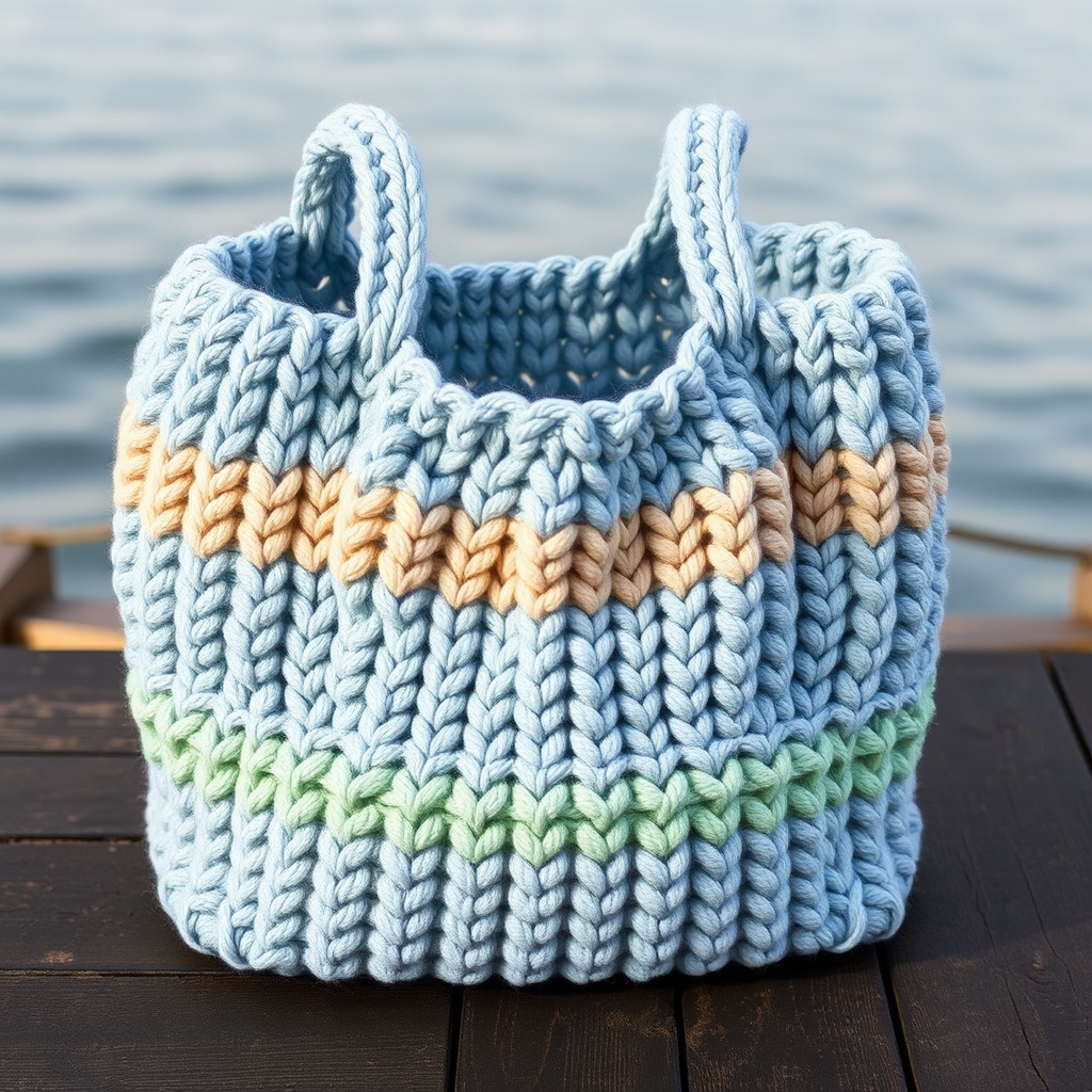 Rippling Shoreline Knitted Tote Free Pattern – Textured Lakeside Carryall