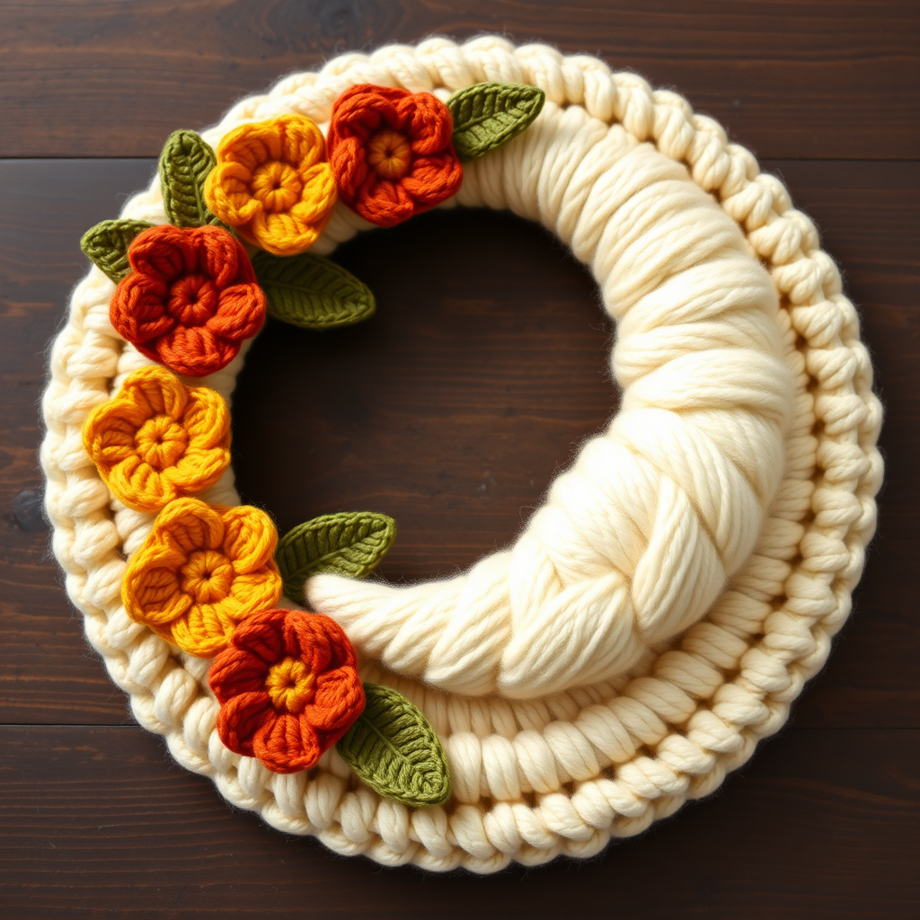 Harvest Moon Flower Wreath Free Crochet Pattern