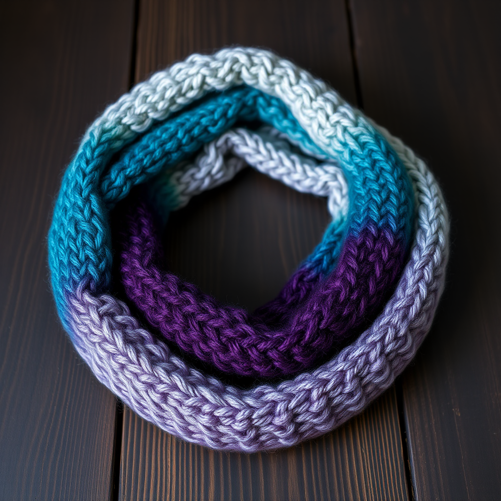 Aurora Borealis Driftwood Infinity Scarf Free Knitting Pattern – Celestial Gradient Wrap
