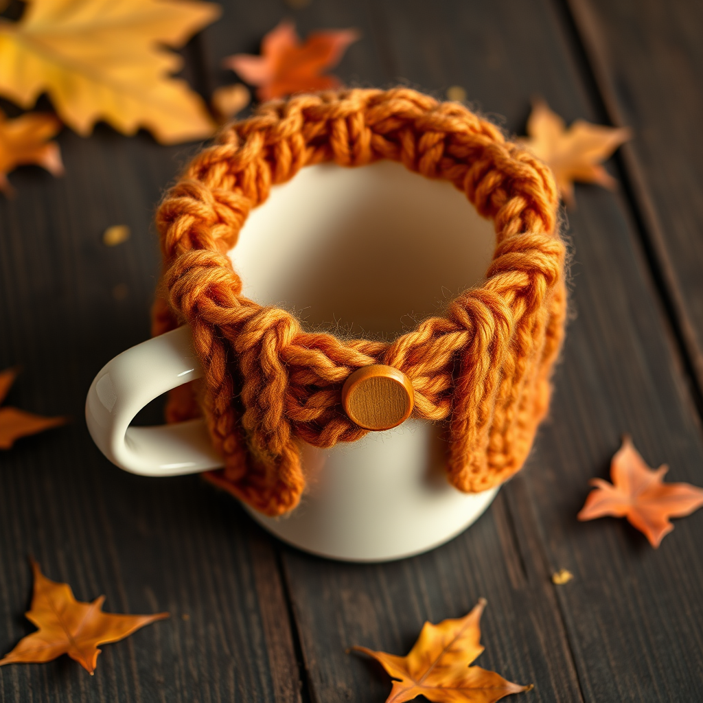 Harvest Moon Cable Cup Cozy Free Pattern – Knit a Cozy Autumn Mug Hug