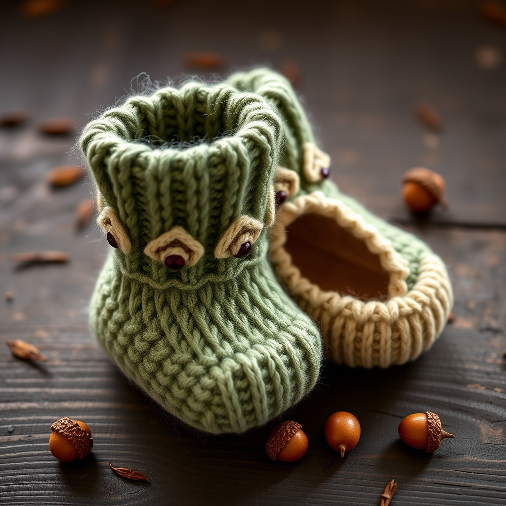 Whispering Pine Baby Booties Free Pattern – Knit Cozy Forest Floor Socks