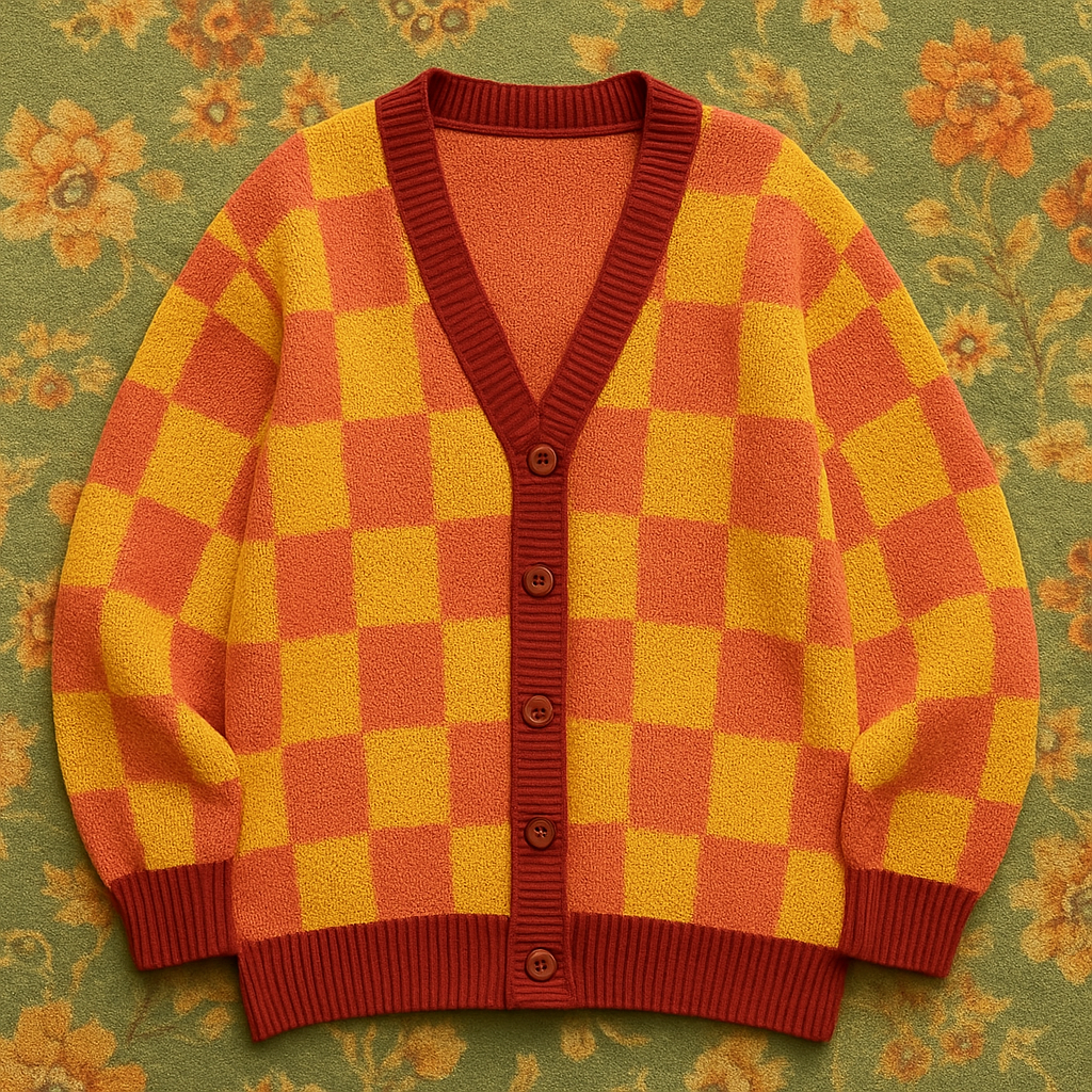 Streetwear Sunset Checkered Cardigan - Free Pattern