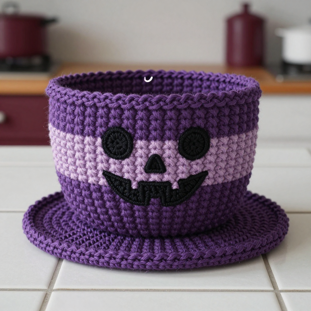 Plum Post-Rib Yarn Bowl Free Crochet Pattern