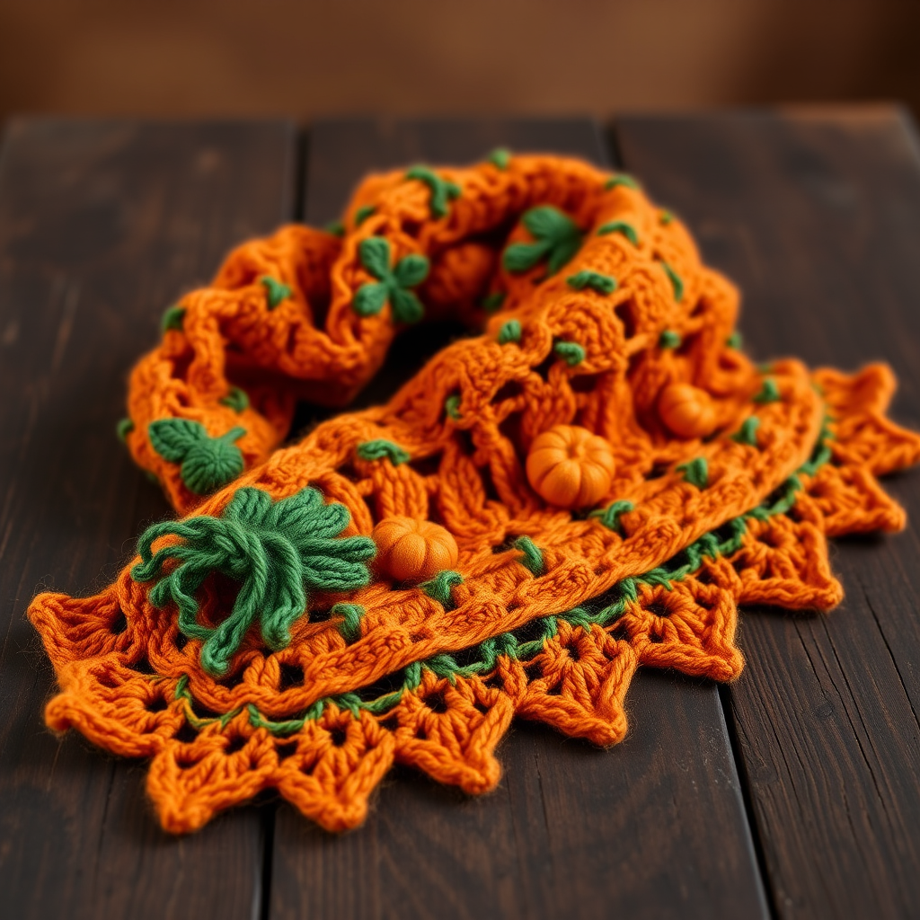 Autumn Whisper Lacy Pumpkin Scarf Free Pattern