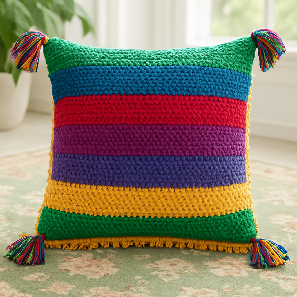 Retro Jewel-Toned Fringe Pillow - Free Pattern