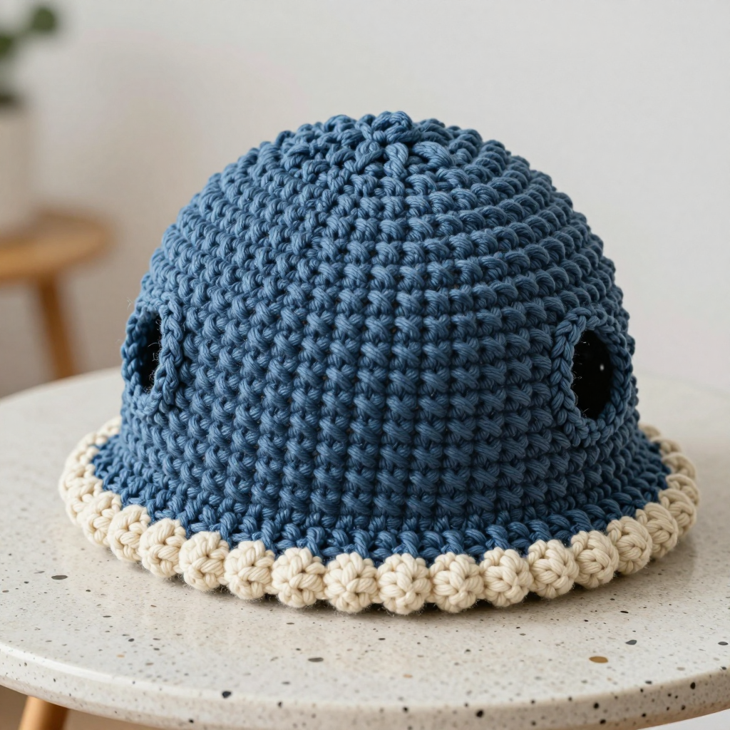 Coastal Cloche with Bobble Trim: Free Crochet Pattern for Large Dogs