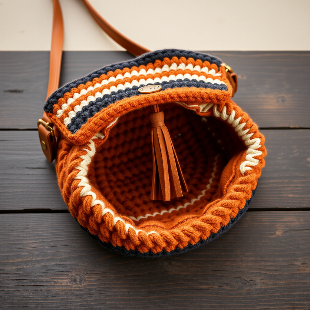 The Capulin Crater Crossbody Bag Free Pattern – A Textured Crochet Sling with Woven Leather Accents