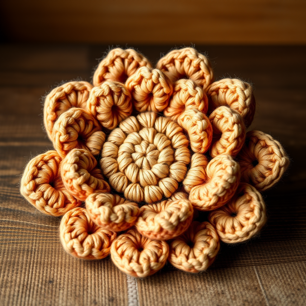 Whispering Dune Bloom Free Pattern – Textured Crochet Flower with Sand Ripple Petals
