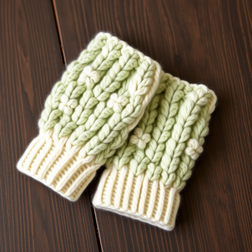 Clover Puff Fingerless Gloves Free Pattern – Knit Cozy Meadow Hand Warmers