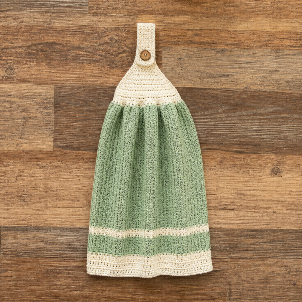 Crochet Elegant Hanging Kitchen Towel with Button Loop Free Pattern