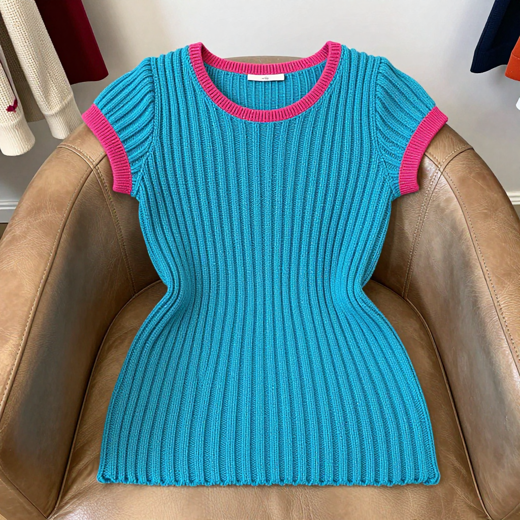 Free Pattern: Ribbed Ribbon Twisted Knit Tank Tee
