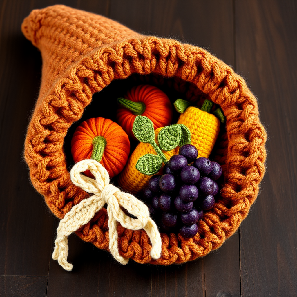 Harvest Blessing Cornucopia Free Pattern – Textured Crochet Centerpiece
