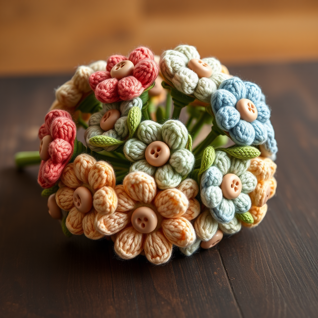 Whimsical Button Blossom Bouquet Free Crochet Pattern