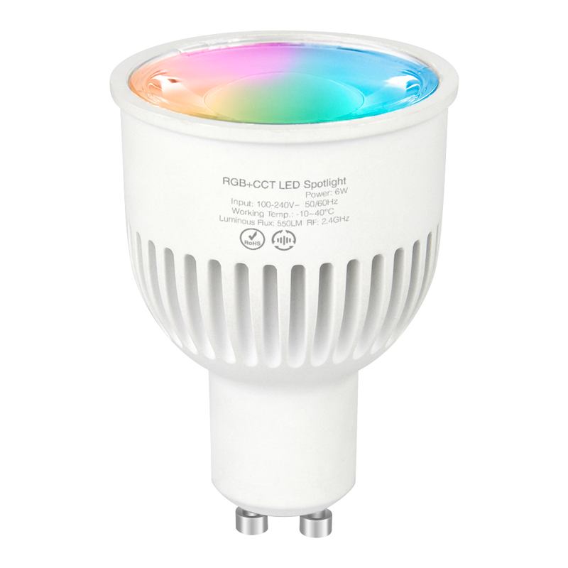 נורה חכמה GRIT GU10 6W RGB+CCT 2700K-6500K תקשורת RF 2.4GHz עובד עם משדר RF או GATEWAY RF מיוחד