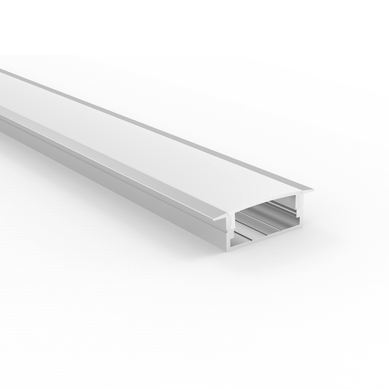 פרופיל אלומיניום Aluminum profile דק שקוע מידה 30*10mm אורך 3 מטר עם כיסוי חלבי תואם