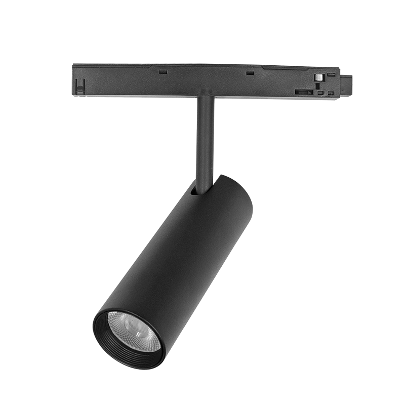 גוף תאורה GRIT MAGNETO SPOT 8W בצבע שחור ספוט מתכוונן לפס צבירה מגנטי CCT 2700K-6000K 24° 48V