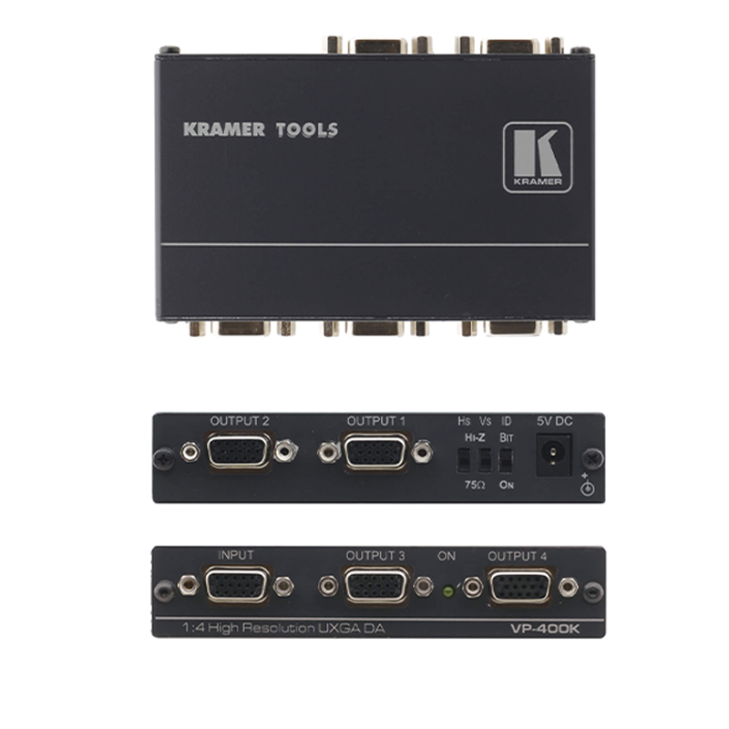 מגבר מפצל וידאו כניסה אחת ל 4 יציאות 
VGA / UXGA