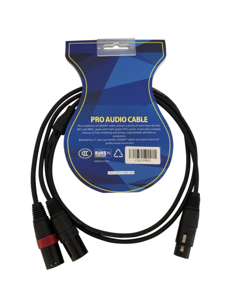 כבל יצוק ספליט SPLIT XLR MALE MALE FEMALE 30CM