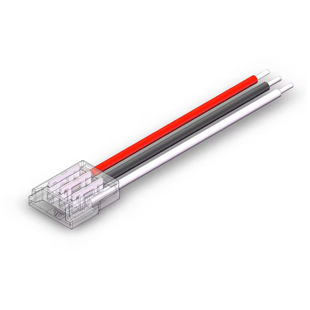 מחבר מהיר סטריפ לחוטים 3 גידים באורך 15 סמ 10MM 3PIN Single End Connector זרם מקסימלי 4A