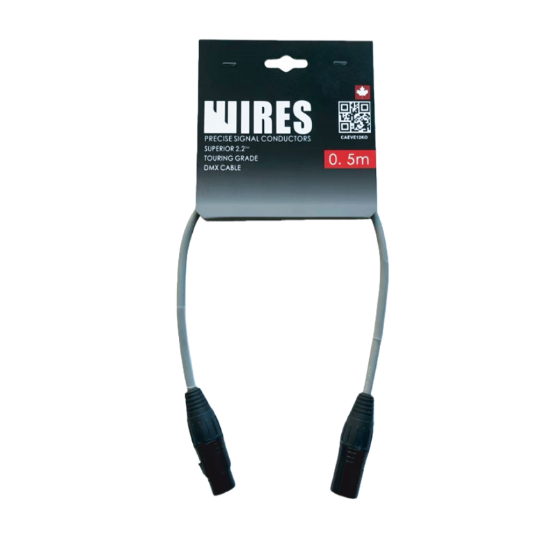כבל תאורה DMX באורך 0.5 מטר תוצרת WIRES CANADA עם מחברי SEETRONIC