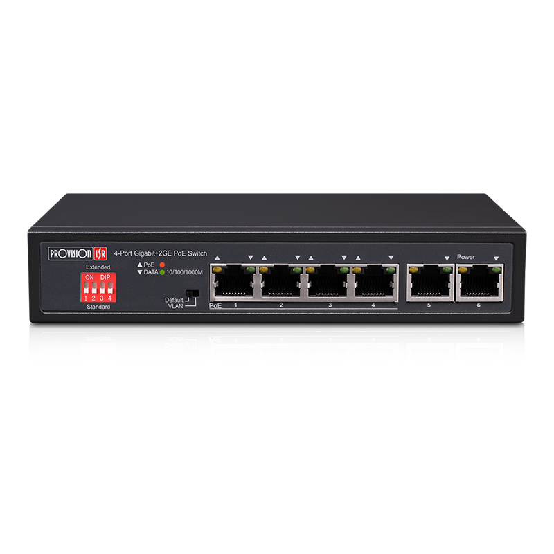 מפצל רשת עם POE HUB 2+4 PORT PROVISON UP LINK 1G 72W