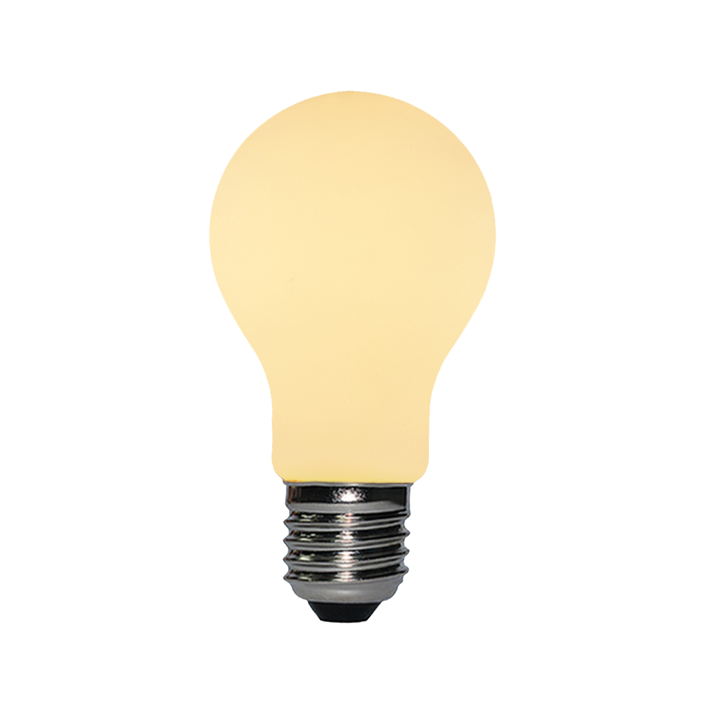 נורת לד תוצרת GLOW האיכותית בעוצמה של 4W תושבת E27 גוון 2500K לעמעום על ידי דימר גימור חלבי