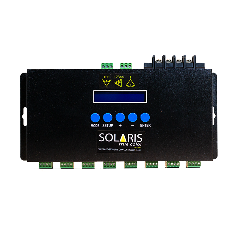 ? SOLARIS מדגם PIXIT5440 בקר לד דיגיטלי 3A 5V-24V ? 16 יציאות 340 פיקסל ליציאה
