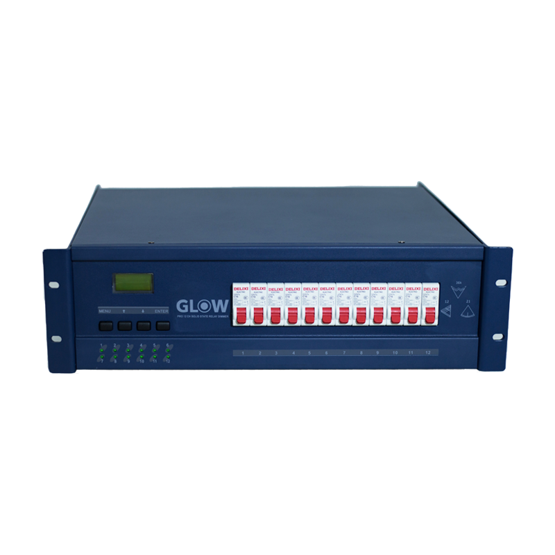 ?דימר תאורה GLOW STABLE 12.3 מבוסס SSR עם 12 ערוצים נשלט DMX עוצמה של 3KW לערוץ עובד בתאימות עם נורו