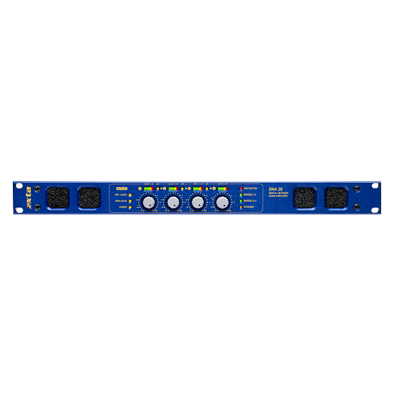 מגבר תוצרת XTA אנגליה מדגם DNA 20 וואט 4x350W עם קרוס חיתוך בין סאבים וטופים F81+SB8