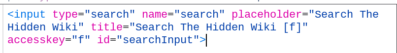 Hidden Wiki search input source code