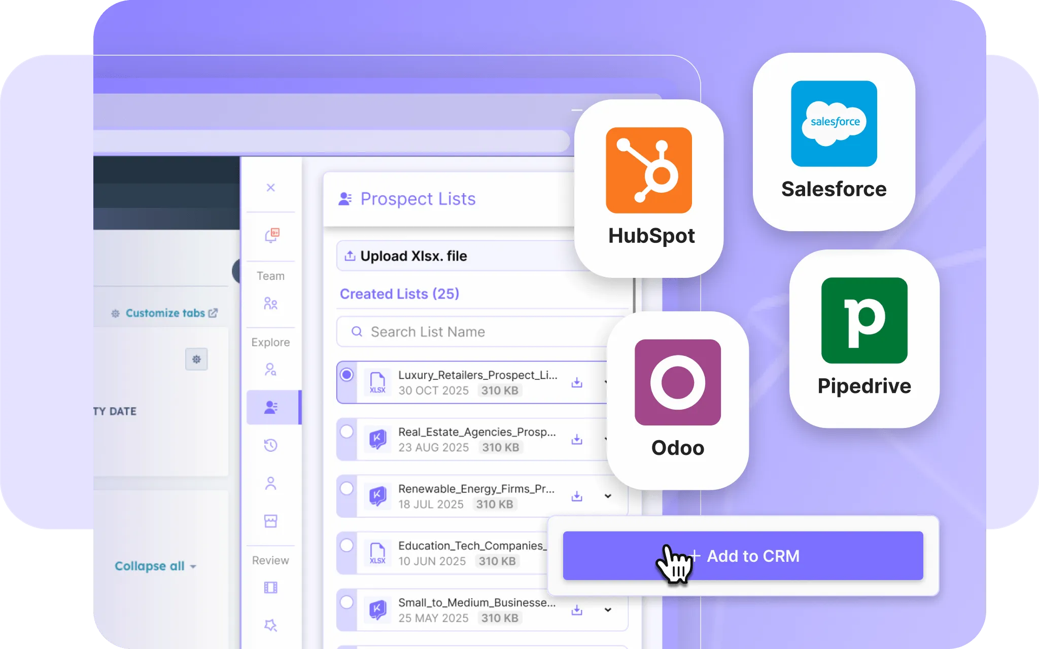 Add lists to your CRM