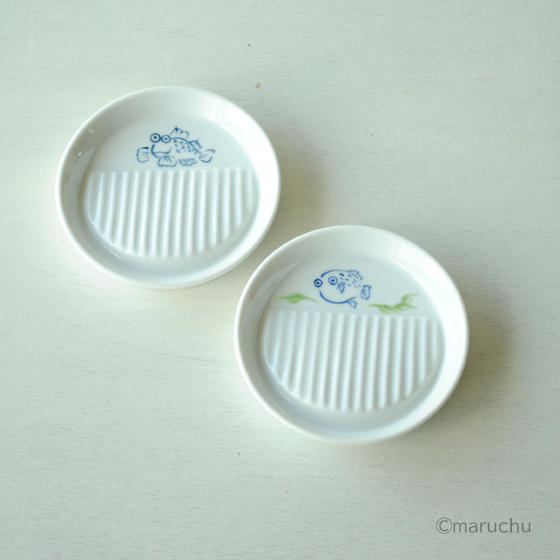 2枚セット 手描き よこ作 お魚 減塩皿 Komerco コメルコ