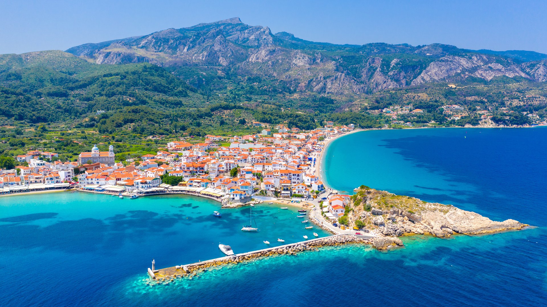 Drone view of Samos town