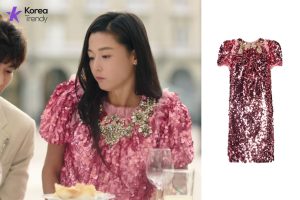 Korean dress style sequined short-sleeve of Jun Ji-hyun as Shim Cheong / Se-hwa in Legend of the Blue Sea (EP #1)