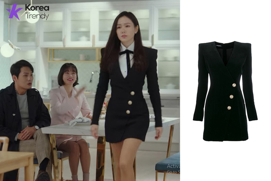 Korean outfits Wrap Button Dress of Son Ye-jin as Yoon Se-ri in Crash landing on you (EP #12)