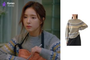 Korean summer fashion Round Knit of Shin Se-kyung as Oh Mi-joo in Run On (EP #13)