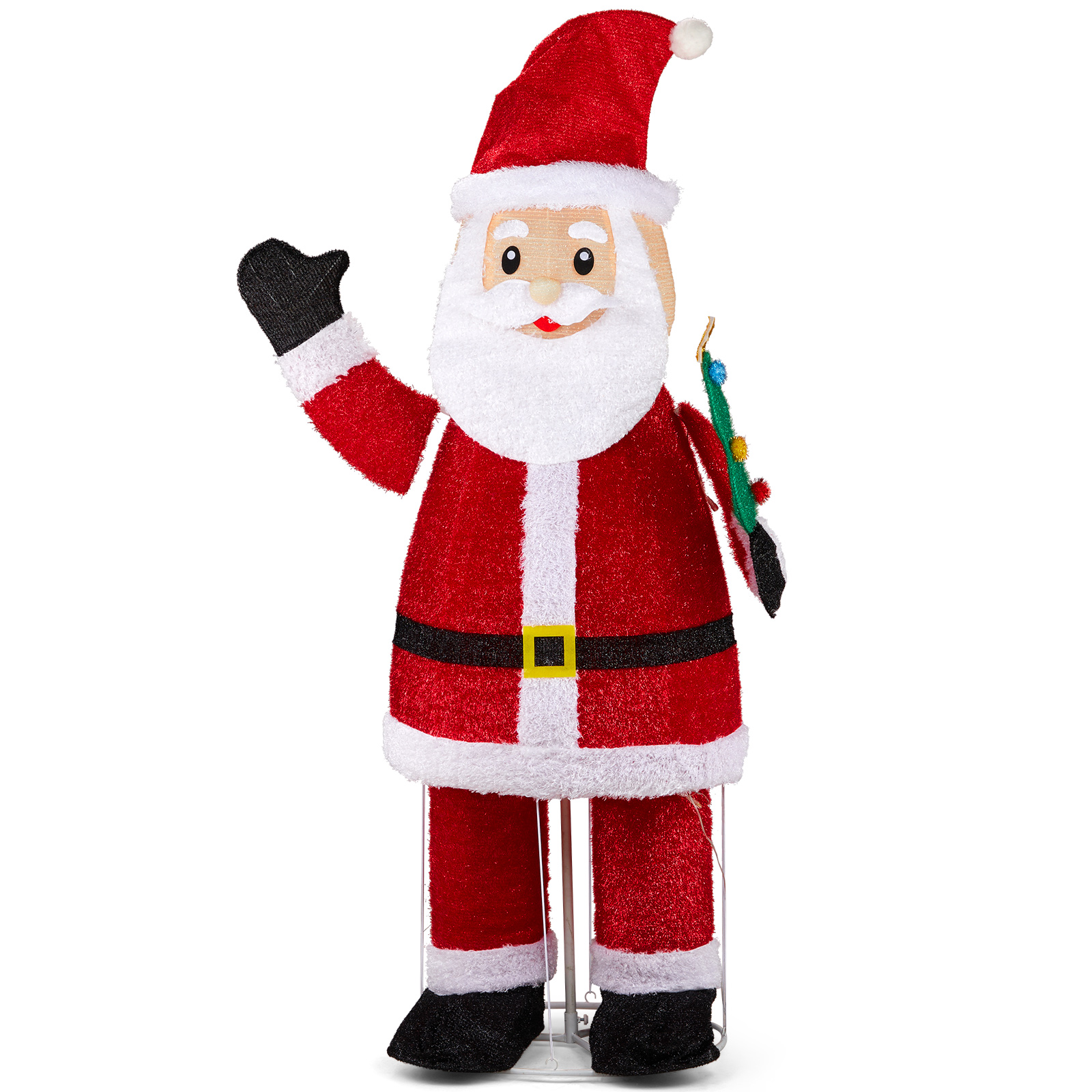 6FT Lighted Santa Christmas Yard Decorations, Pre-lit Pull Up Santa Waving Hand with 180 LED