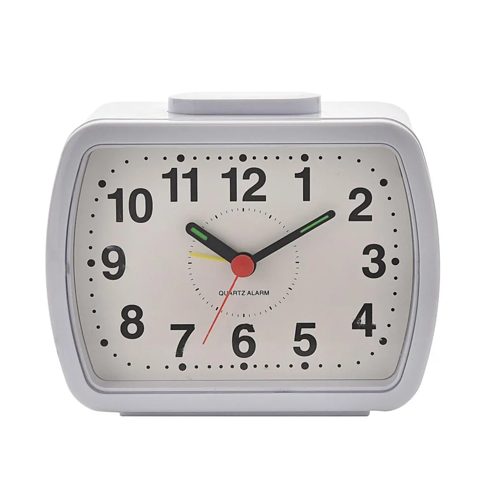 Wm.Widdop Qtz Alarm Clock Bell Oblong Wht/Green Dial 5184W | Clockhaven product image 1