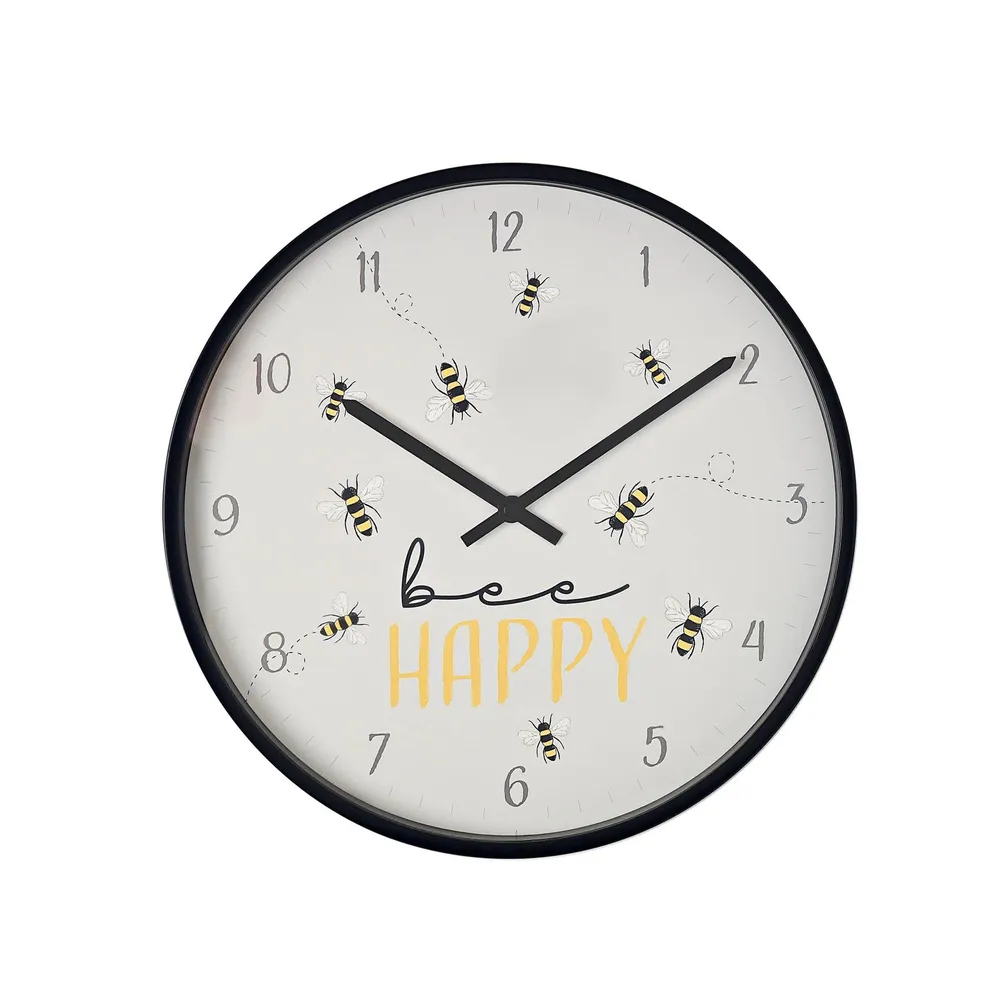 Hometime Slogan Wall Clock "Bee Happy" 30cm | Clockhaven product image 1